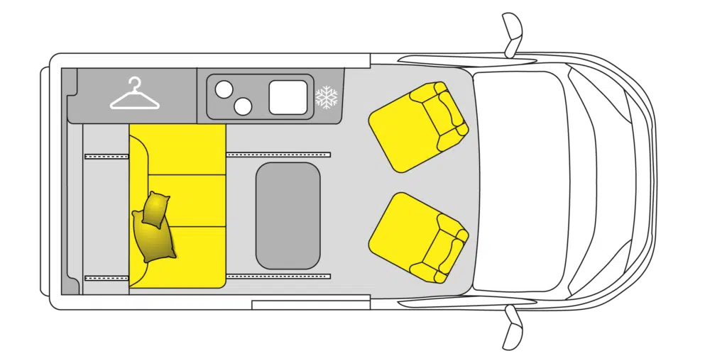 Implantation du van aménagé Trek 5+ Hanroad.